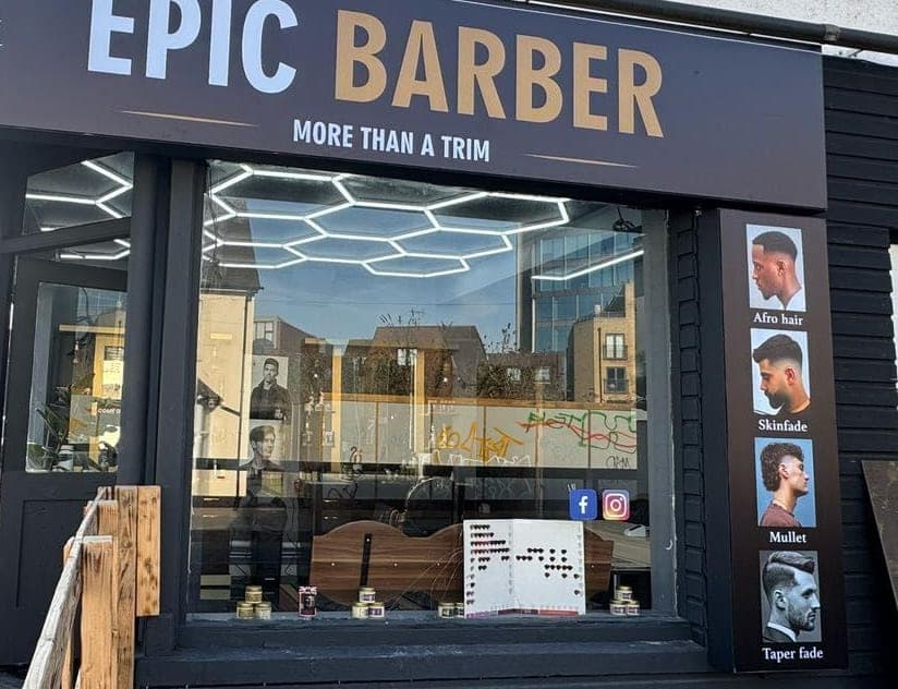 Epic Barber barbershop shopfront at 31 Walton Road, Woking, Surrey
